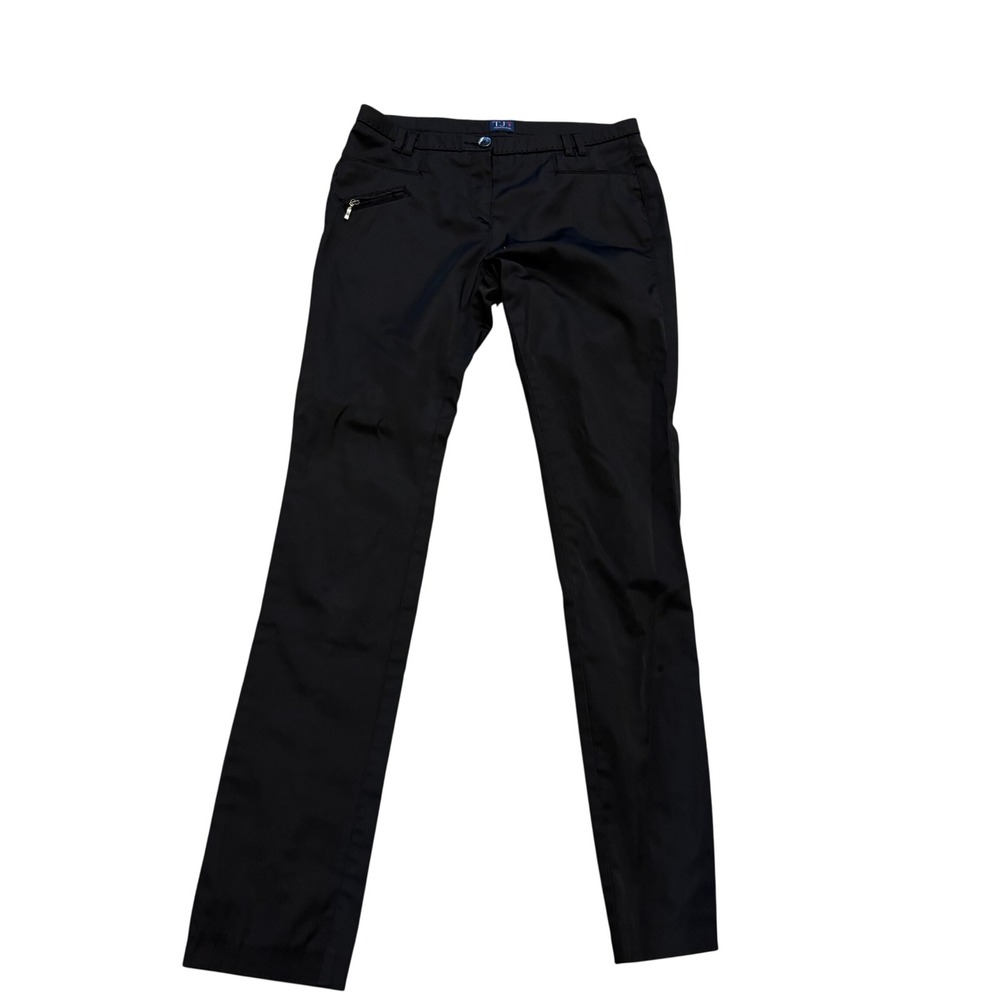 Trussardi Jeans Trousers Womens 28 Black‎ Straight Leg Zip Pocket Logo